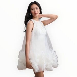 Mac Duggal x Anthropologie Della Appliqué Petal Halter Dress Size 12 New